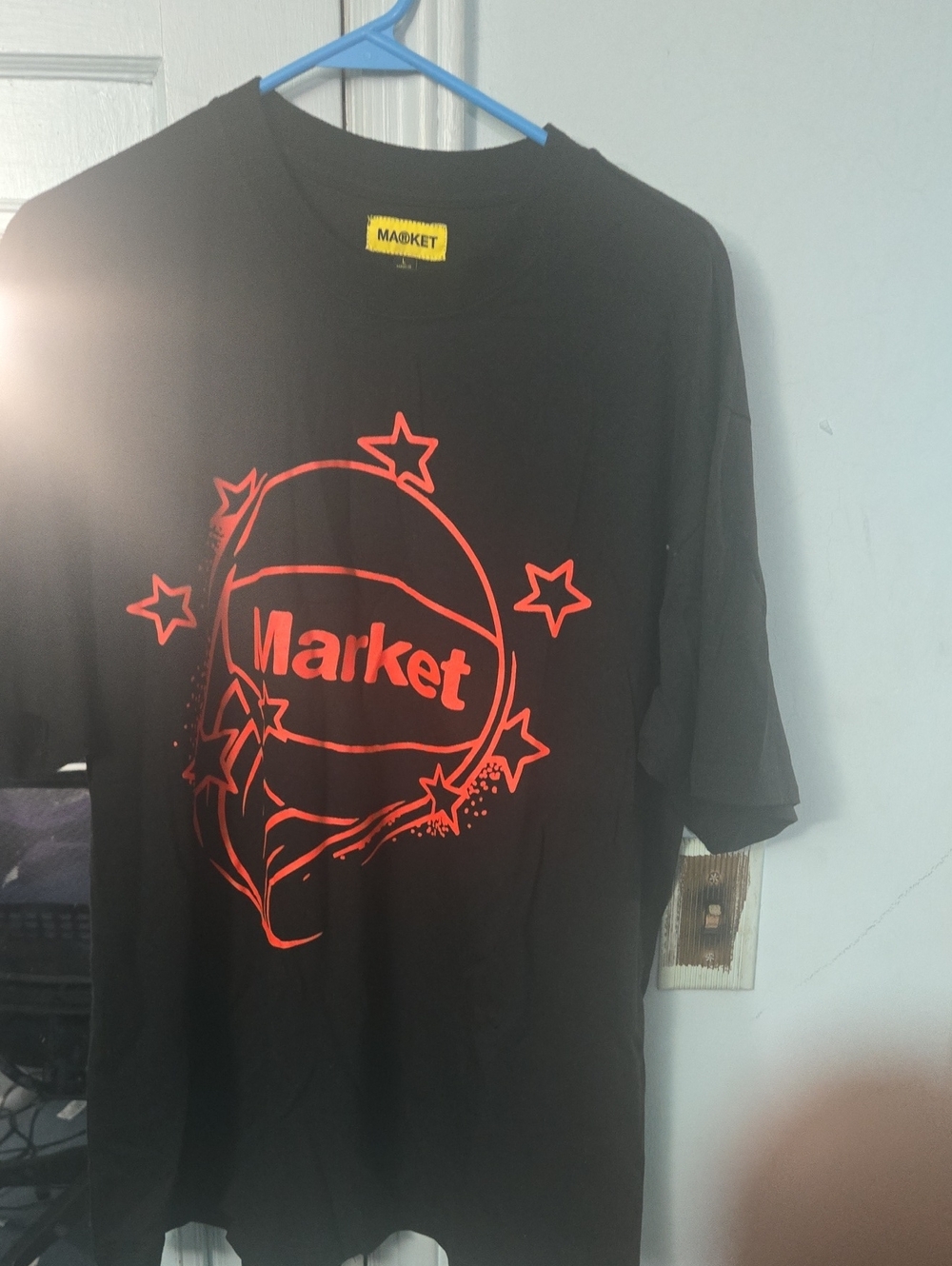 Market Black Tee with Red Graphic Logo - Men's